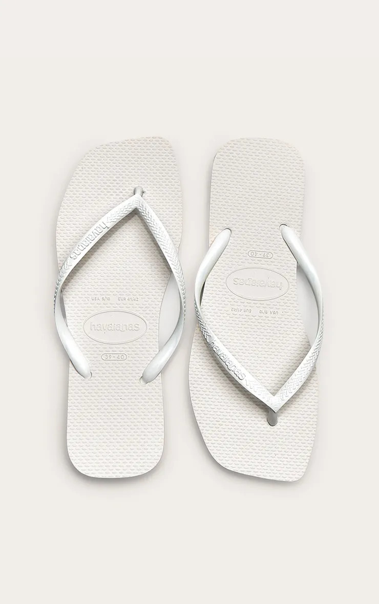White Havaianas Slim Square Flip Flops | PrettyLittleThing UK