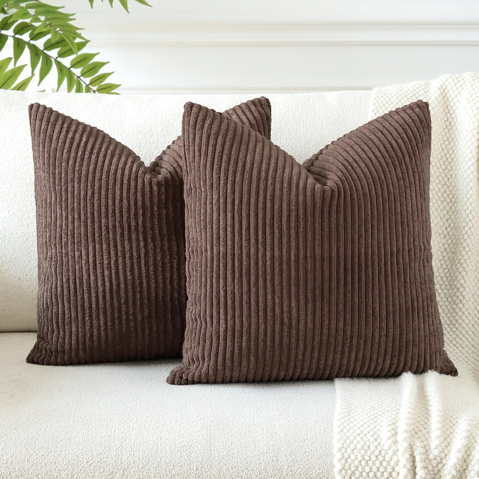 OTOSTAR Soft Corduroy Decorative Throw Pillow Covers Solid Striped Pillow Covers Home Decor Cushi... | Amazon (US)