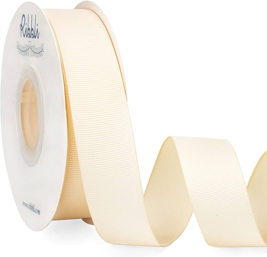 Ribbli Ivory Grosgrain Ribbon, 1 inches x Continuous 25 Yards, Use for Bows DIY Hair Accessories,... | Amazon (US)