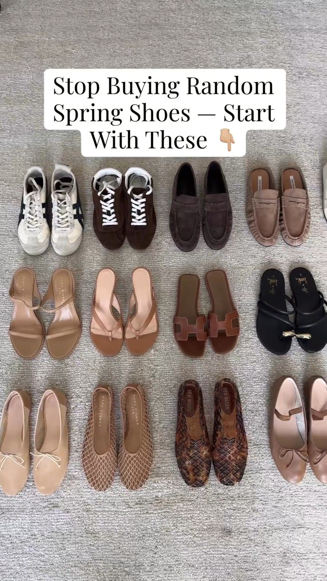 Spring shoe roundup. You should have a mix of:

Ballet flats
Loafers
Simple heeled sandals
Simple flat sandals
Minimal sneakers 
Flats - jelly, mesh, woven, netted  

Spring style, spring shoes, sandals, sneakers 

#LTKSeasonal #LTKPetite #LTKmomlife