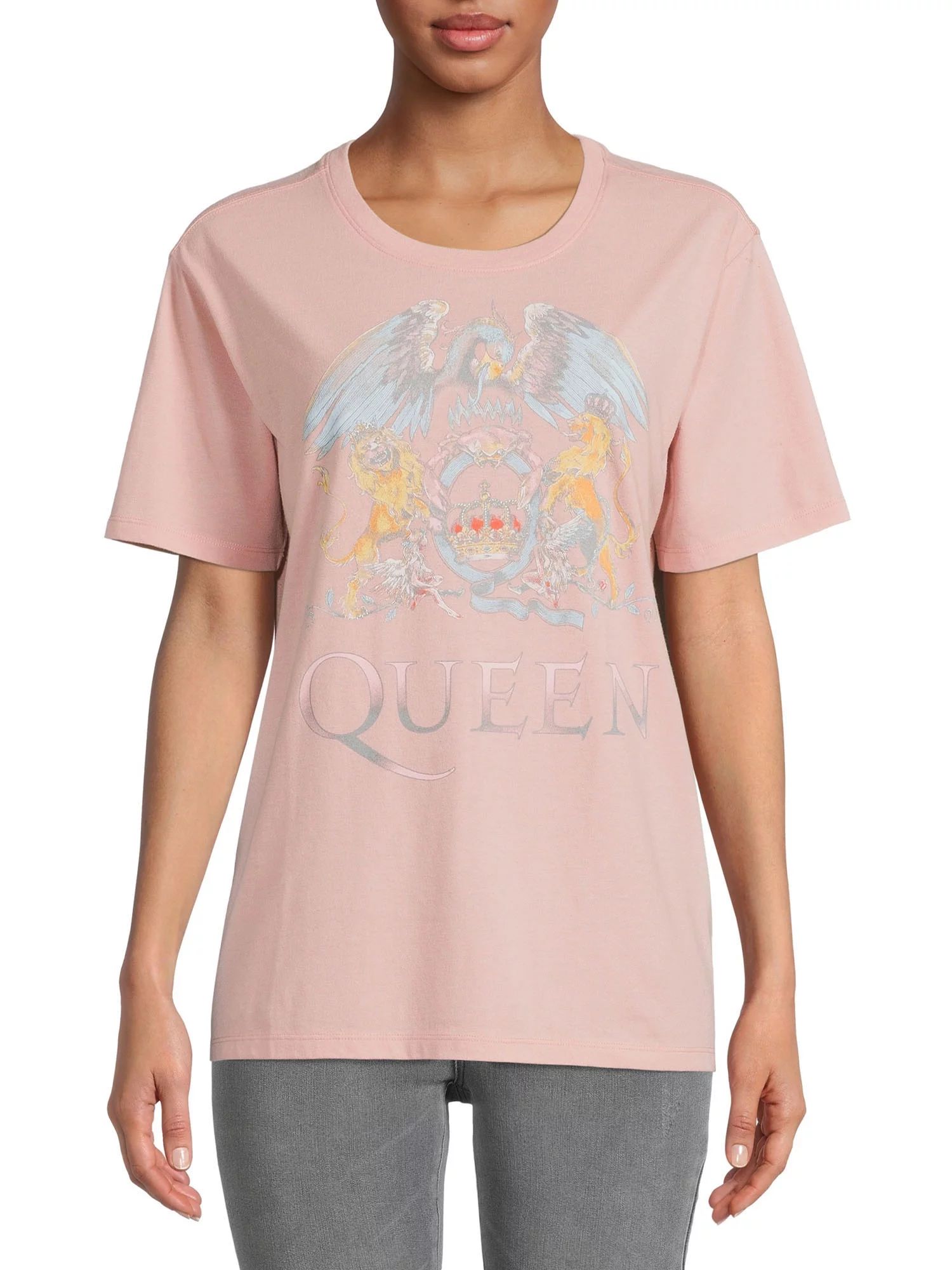 Time & Tru Women’s Queen Crest Short Sleeve Graphic Band Tee | Walmart (US)