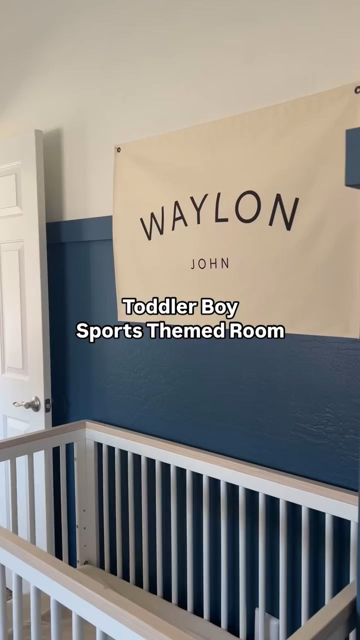 Waylon’s new big boy room ⚾️🏀

We wanted something that he was interested in (cue all the balls) but still something that had a more timeless feel where we could easily change out the theme down the road as he gets older. 

I think it turned out so perfectly for our little guy! And he is in fact obsessed with all the balls and they spend more time on the floor than on the wall 🤪.

What is your favorite part?

#babyboynursery #sportsnursery #sportstheme #toddlerroom #boytoddler #boyroom #toddlerroominspo #nurseryinspo #bluenursery #bluetoddlerbedroom #sportsbedroom