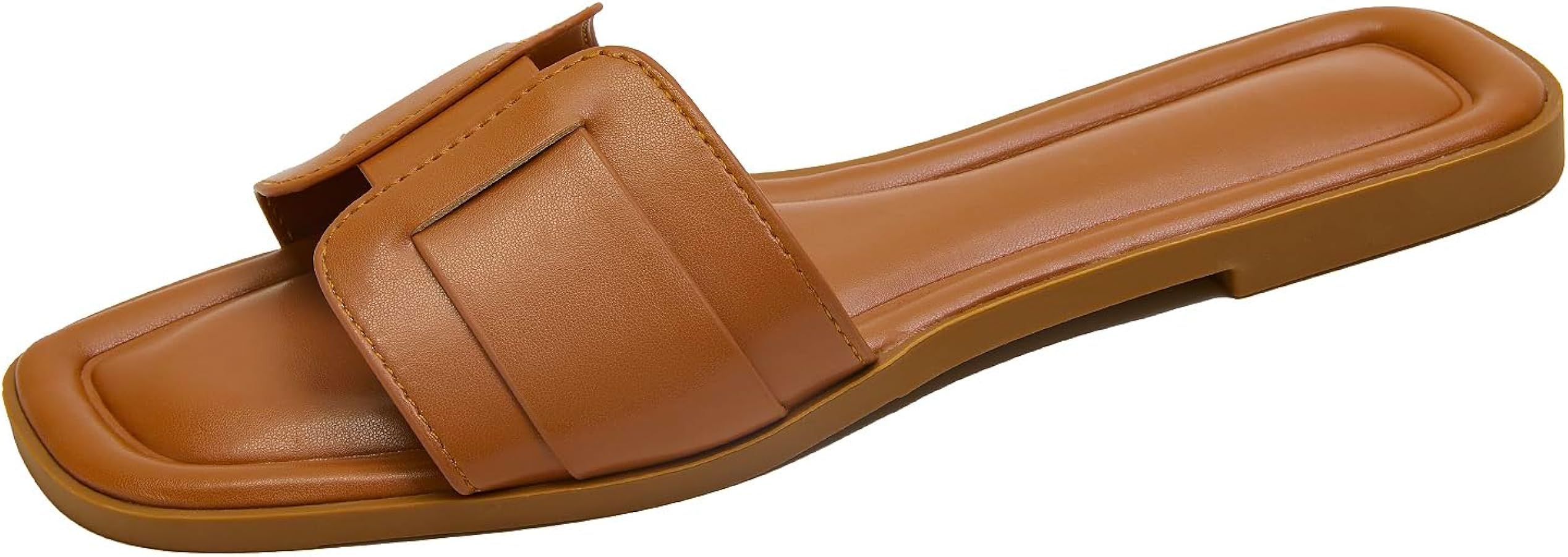 Stratuxx Kaze Womens Flat Sandals Flat Slide Sandals White,Black, Brown,Metallic Flat Sandals Leo... | Amazon (US)