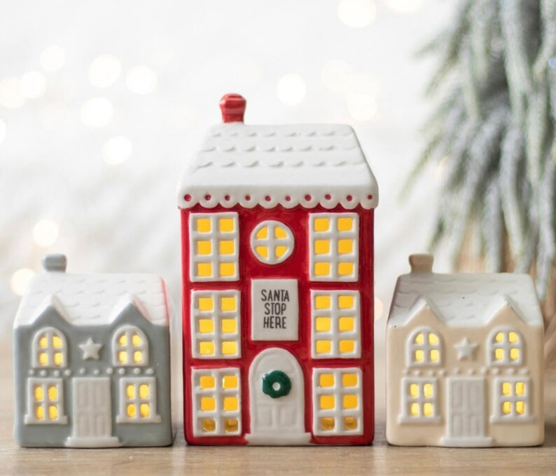 Set of 3 Multi-coloured Light up LED Christmas Houses Christmas Decorations Christmas Ornaments C... | Etsy (US)