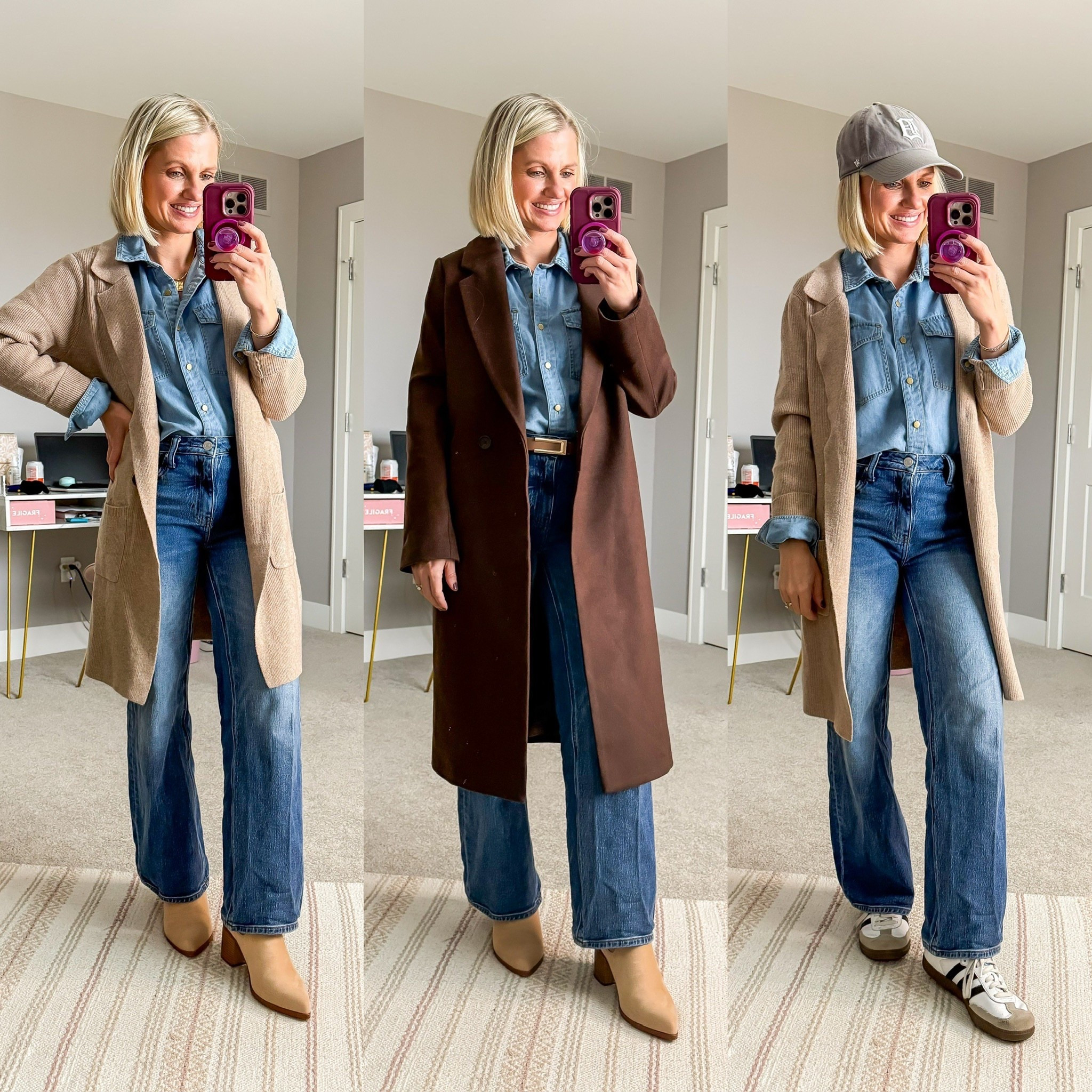 Outfits from my Winter 2026 Mom-Friendly Capsule Wardrobe! Chambray shirt winter outfits! 

✨Find all sizing details and links on the blog at thriftywifehappylife.com.

#LTKSeasonal #LTKPetite #LTKOver40