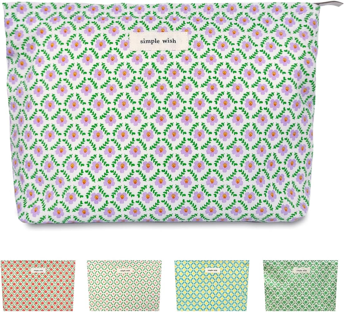 STARDW Aesthetic Floral Makeup Bag Cute Small Cosmetic Bags for Women Girls, Travel Toiletry Bag ... | Amazon (US)