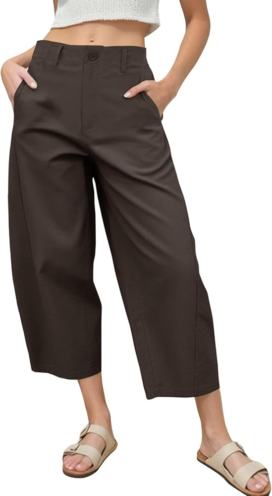 Women's Barrel Leg Pants Casual High Waisted Summer Baggy Harem Pants Trendy Elastic Waist Trouse... | Amazon (US)
