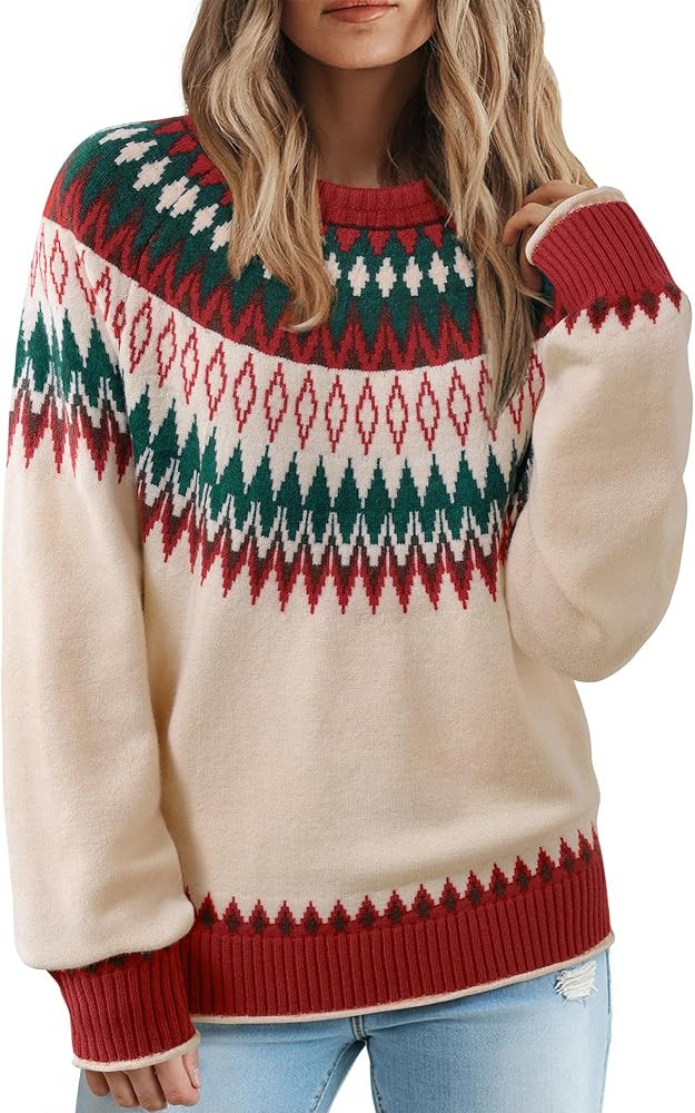 Messic Womens Fall Sweaters 2025 Long Sleeve Colorblock Pullover Casual Knit Winter Oversized Top... | Amazon (US)