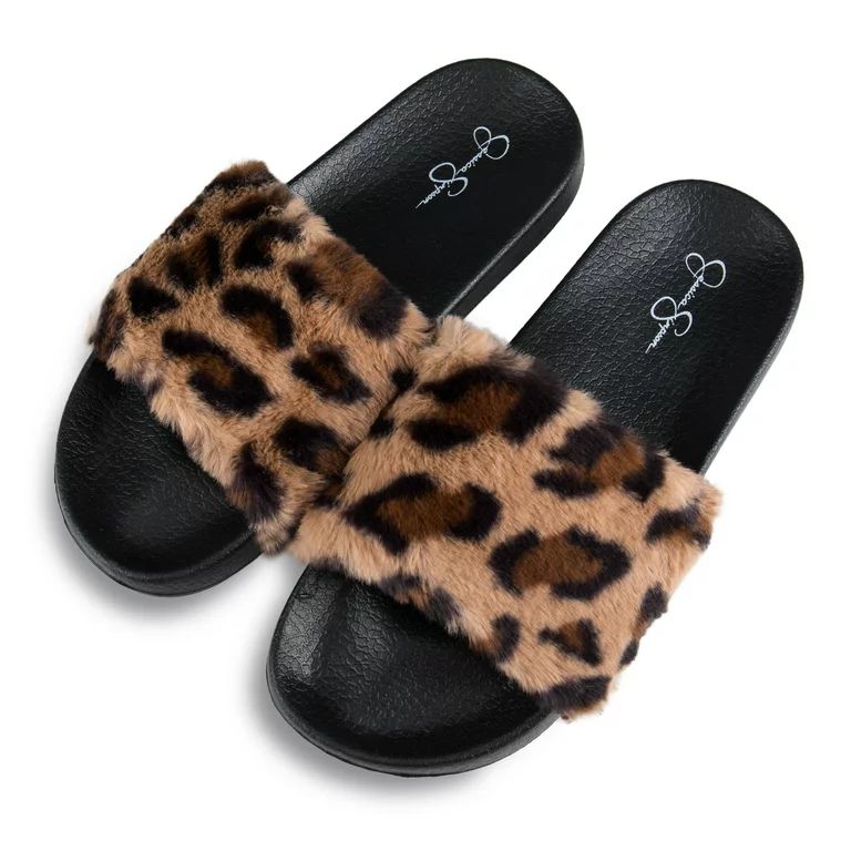 Jessica Simpson Womens Plush Slide On Open Toe Slipper with Memory Foam | Walmart (US)