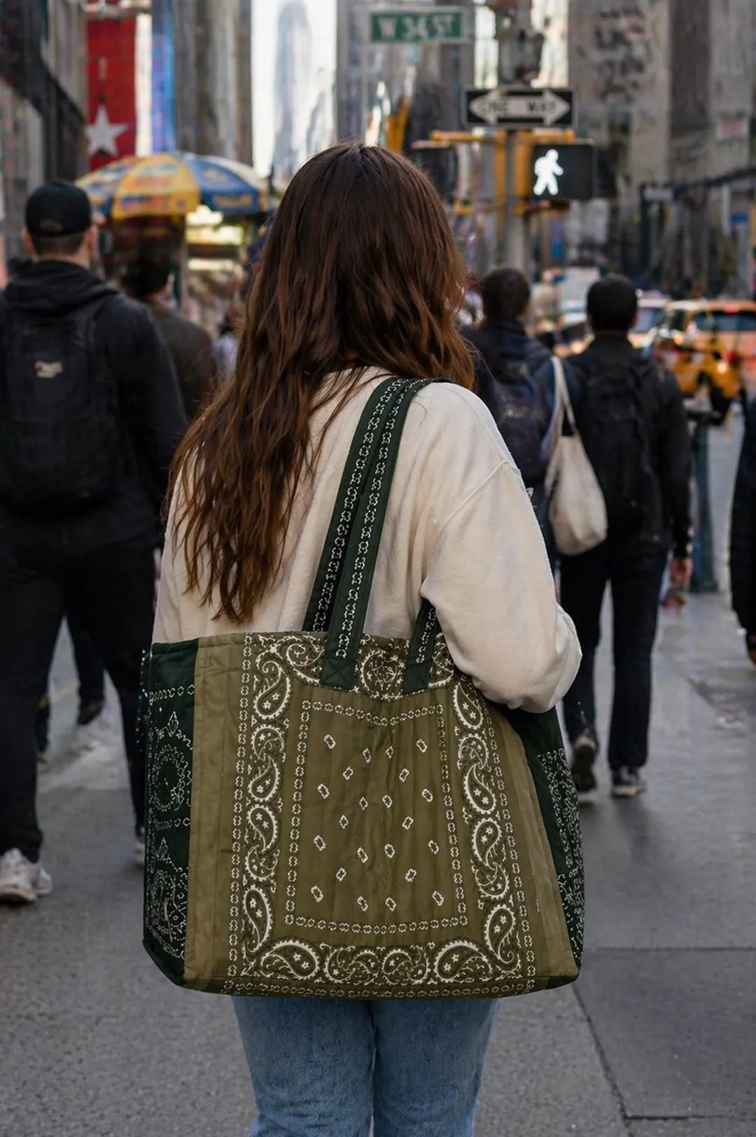 Olive Bandana Tote Bag | Quilted Green Tote | Hunter Green Strap Bag | Everyday Tote | College To... | Etsy (Global)