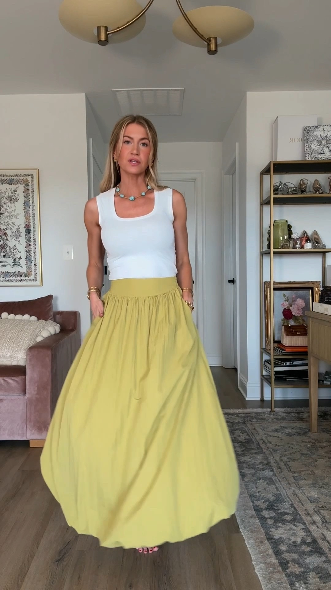 My favorite Amazon skirt of the summer. 

Chartreuse bubble skirt: runs TTS, wearing a S

White tank: runs TTS, wearing an XS in long length. 

Brown sandals: run small, size up.

#LTKootd #LTKgrwm #LTKdayinmylife