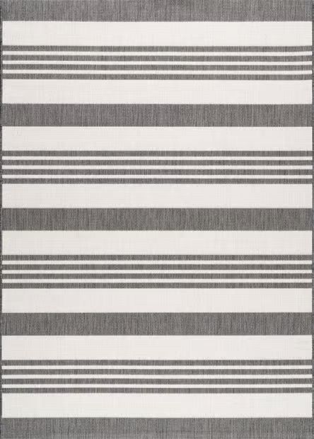 Light Grey Regency Stripes Indoor/Outdoor Area Rug | Rugs USA
