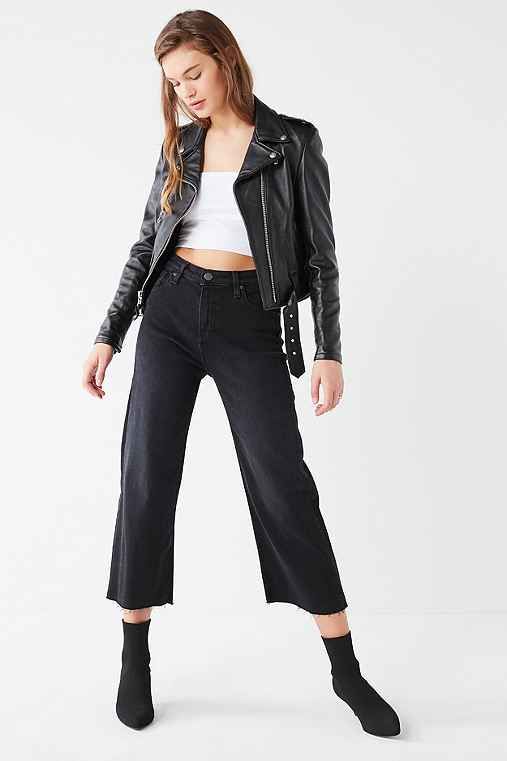 BDG Cropped Denim Culotte - Washed Black,WASHED BLACK,26 | Urban Outfitters US
