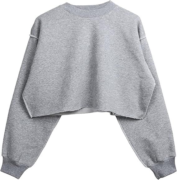 Women Pullover Cropped Hoodies Long Sleeves Sweatshirts Casual Crop Tops for Spring Autumn Winter | Amazon (US)
