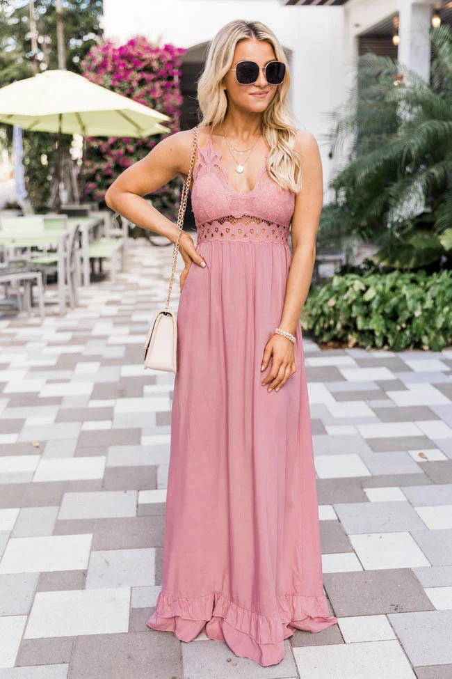 Such A Delight Mauve Lace Maxi FINAL SALE | The Pink Lily Boutique