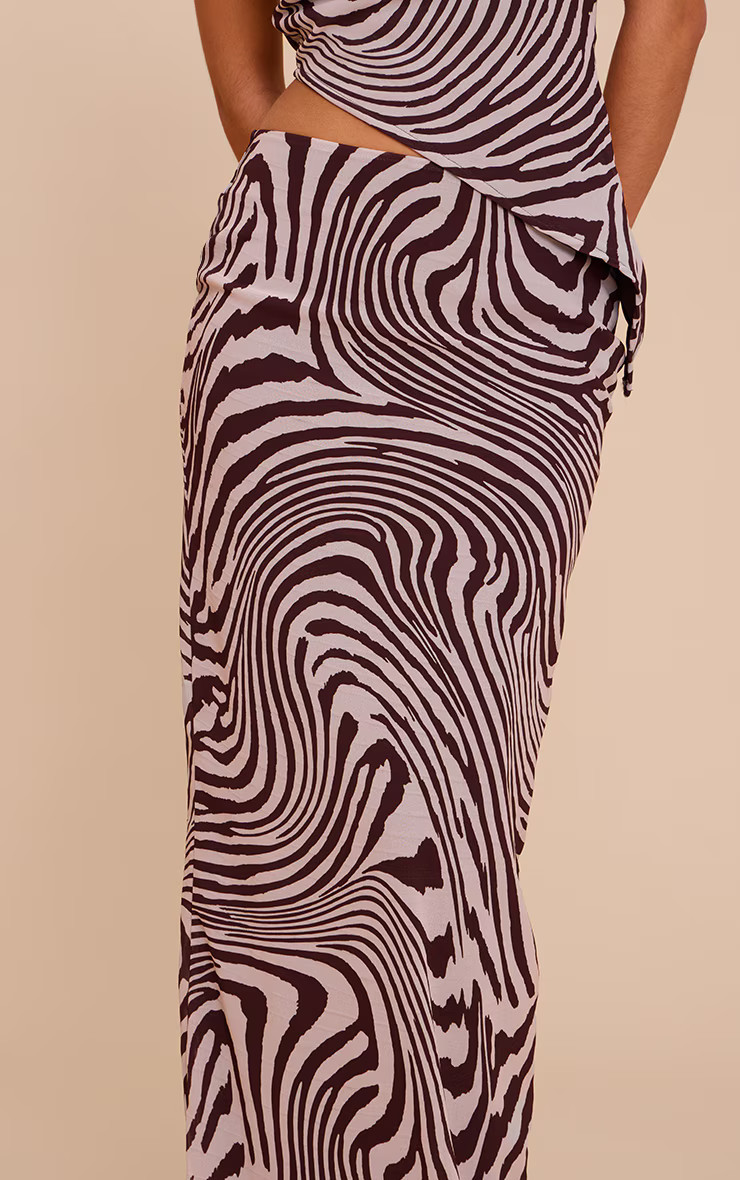 Brown Zebra Print Chiffon Maxi Skirts | Co-ords | PrettyLittleThing UK