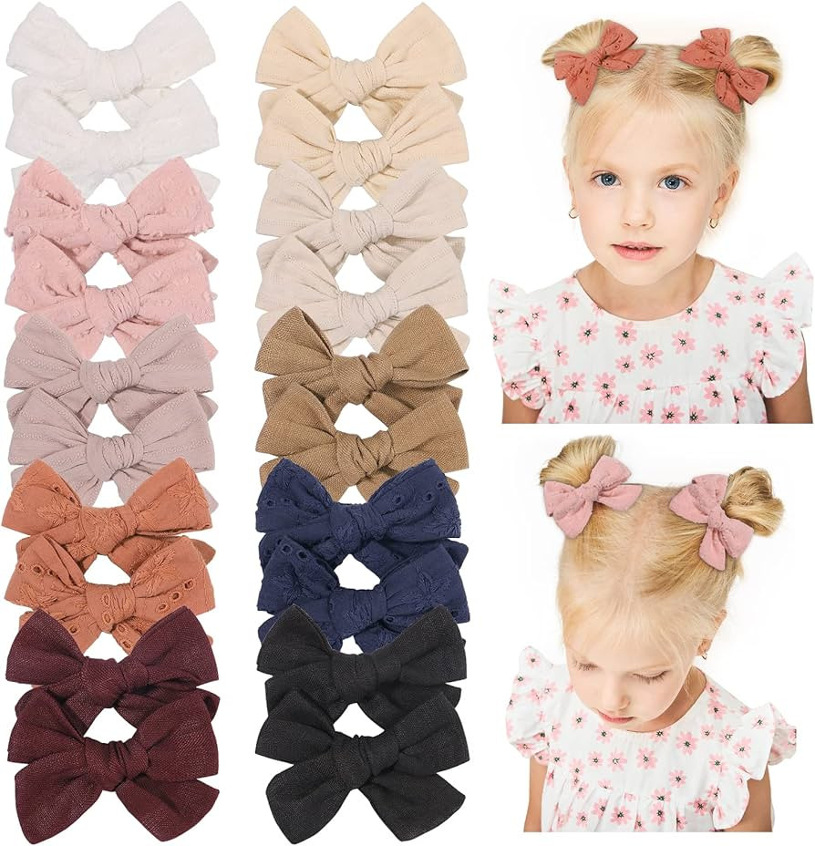 Jollybows 20 Peices Hair Bows for Girls Baby Pigtail Fully Lined Clips Toddler Alligator Kids Tee... | Amazon (US)
