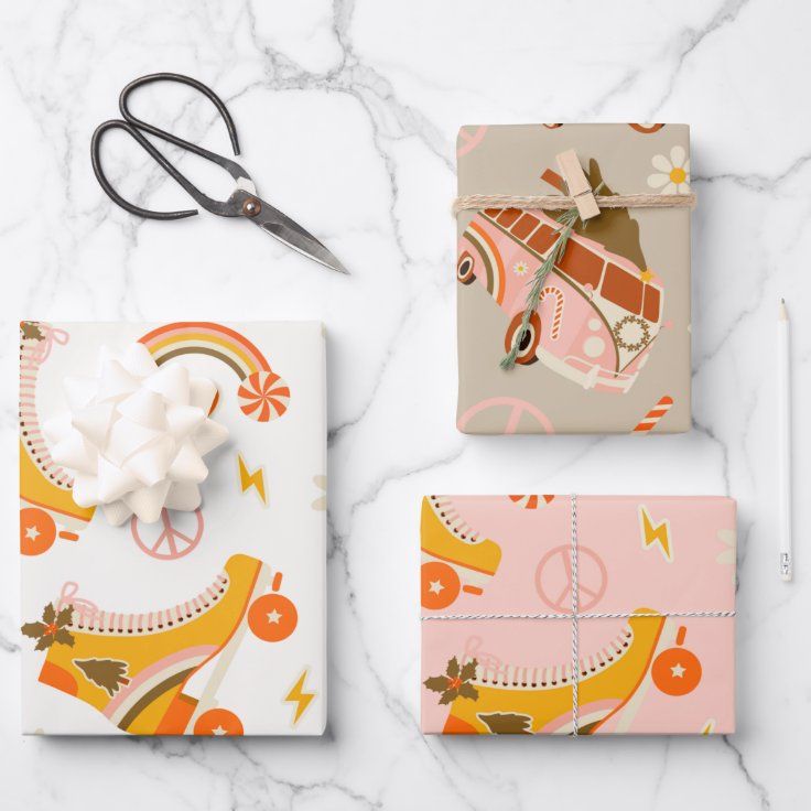 Groovy Retro 70’s Christmas Wrapping Paper Sheets | Zazzle | Zazzle