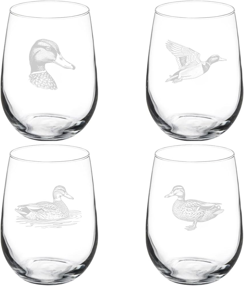 MIP Set of 4 Wine Glass Gift Duck Collection (17 oz Stemless) | Amazon (US)