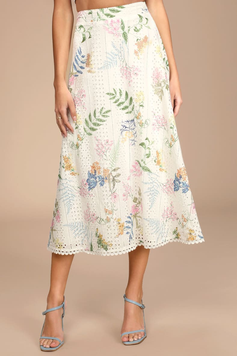 Sweet At Heart White Floral Embroidered Two-Piece Midi Dress | Lulus