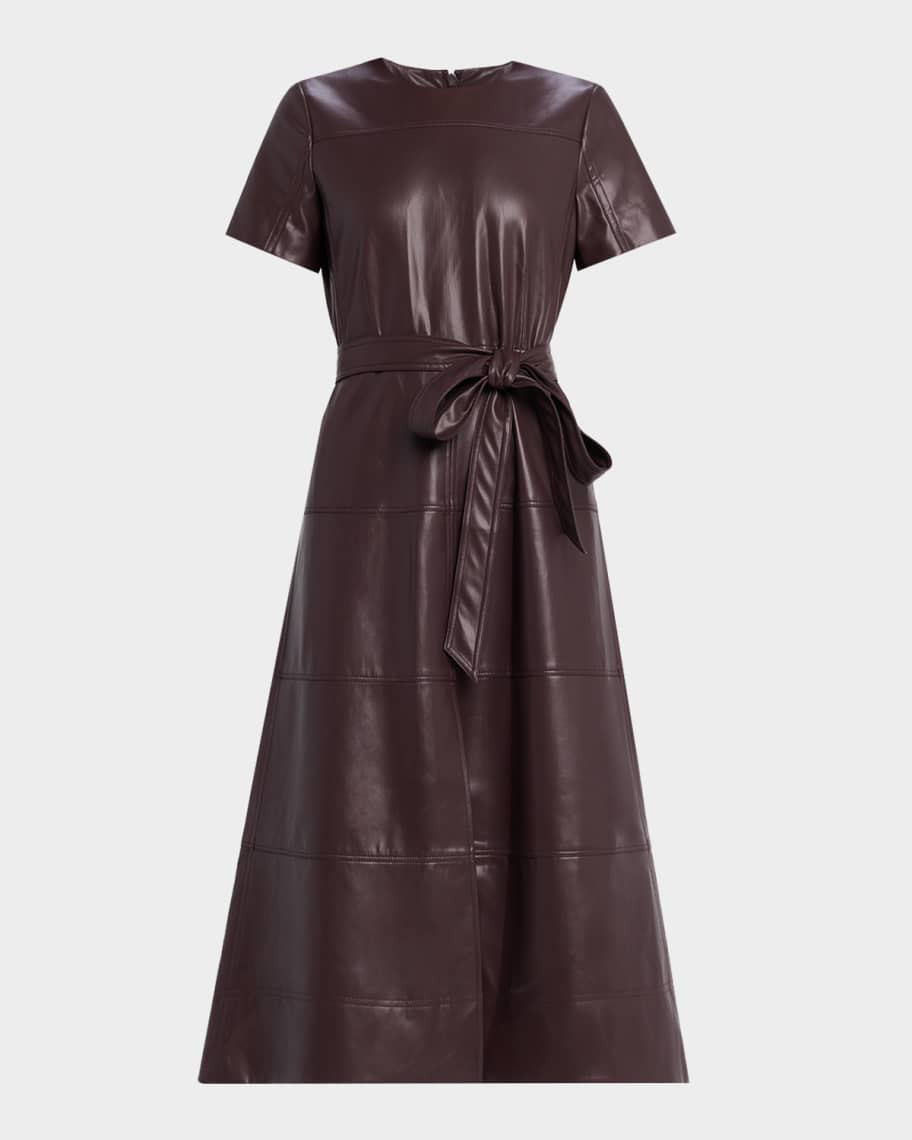 Tanya Taylor Ella Faux Leather Midi Dress | Neiman Marcus
