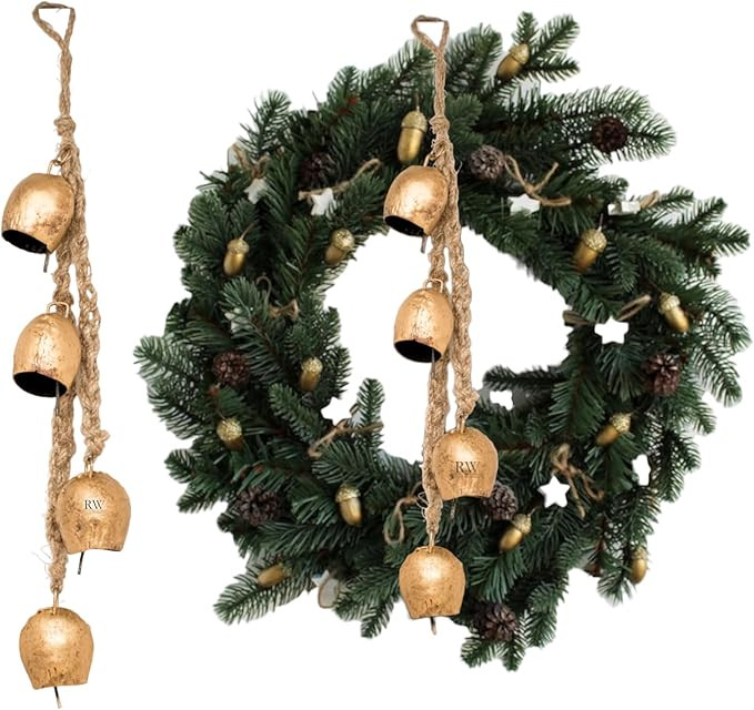 Handmade Christmas Bell - Iron Wrought Wind Chime with Rope Hanging Bells - Gerland Bells for Chr... | Amazon (US)
