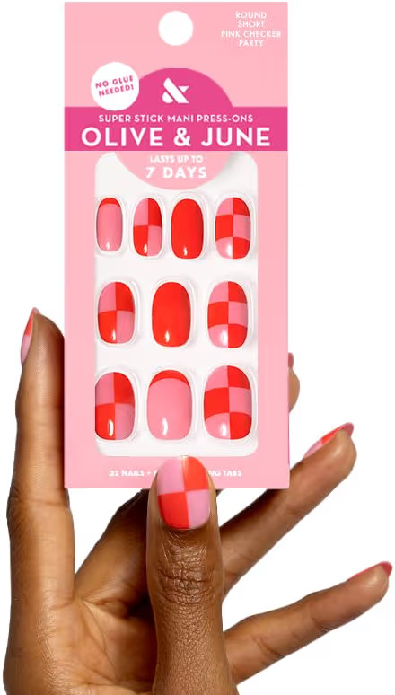 Olive & June Classic Super Stick Mani Press On Nails | Short Round | No Glue Needed | 32 Tab Nail... | Amazon (US)