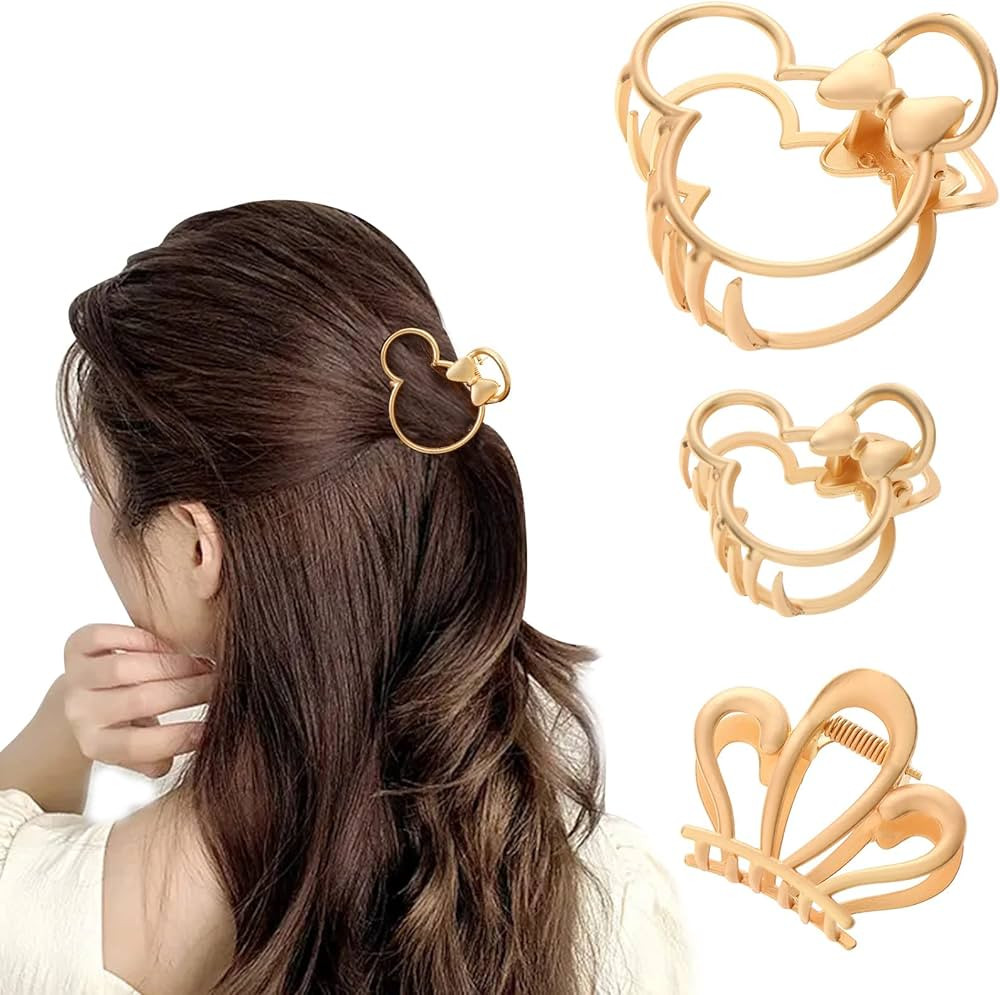 Purggy 3 Pack Large Metal Claw Clips for Mouse Ears Theme Party,Hair Clips for Mouse Ears Theme P... | Amazon (US)