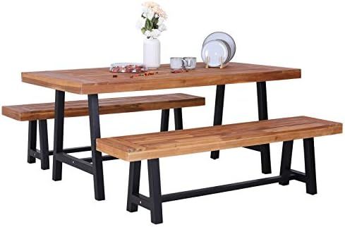 Sophia & William Outdoor 3 Pieces Acacia Wood Dining Set Furniture, Modern Patio Wooden Table and... | Amazon (US)