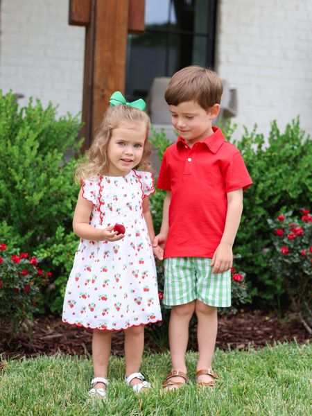 Life is berry sweet with these two by my side! 🍓🍓 Love a coordinating sibling moment in the cutest outfits from @littleenglishclothing, perfect for strawberry season! ❤️

#LTKKids