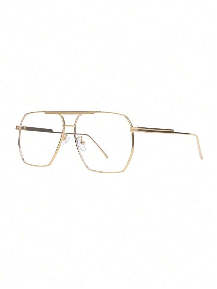 1pc Metal Y2K Eyeglass Frame, Futuristic Square Double Beam, Versatile, Fashion , Personalized, Fashion Glasses, Transparent Glasses Beach Accessories For Women Glasses Shades Beach Accessories For Women Glasses Shades | SHEIN