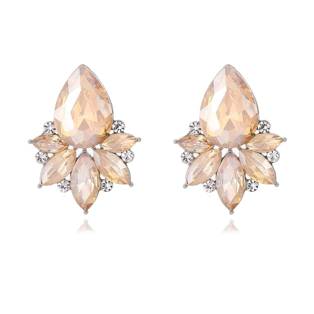 Vintage Rhinestone Earrings Fancy Crystal Cluster Drop Earrings Art Deco Earrings for Women | Amazon (US)