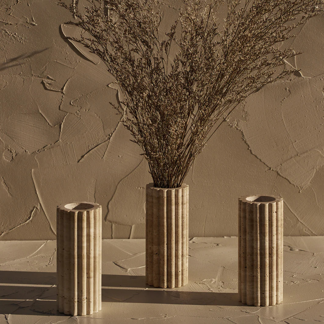 Fluted Travertine Vase | StyleMeGHD