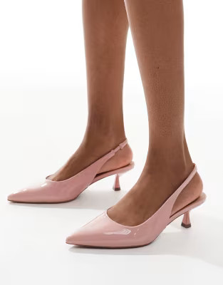 New Look slingback heeled shoes in pink | ASOS | ASOS (Global)