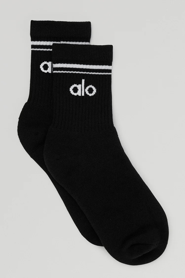 Unisex Half-Crew Throwback Sock - Black/White | Alo Yoga (US)