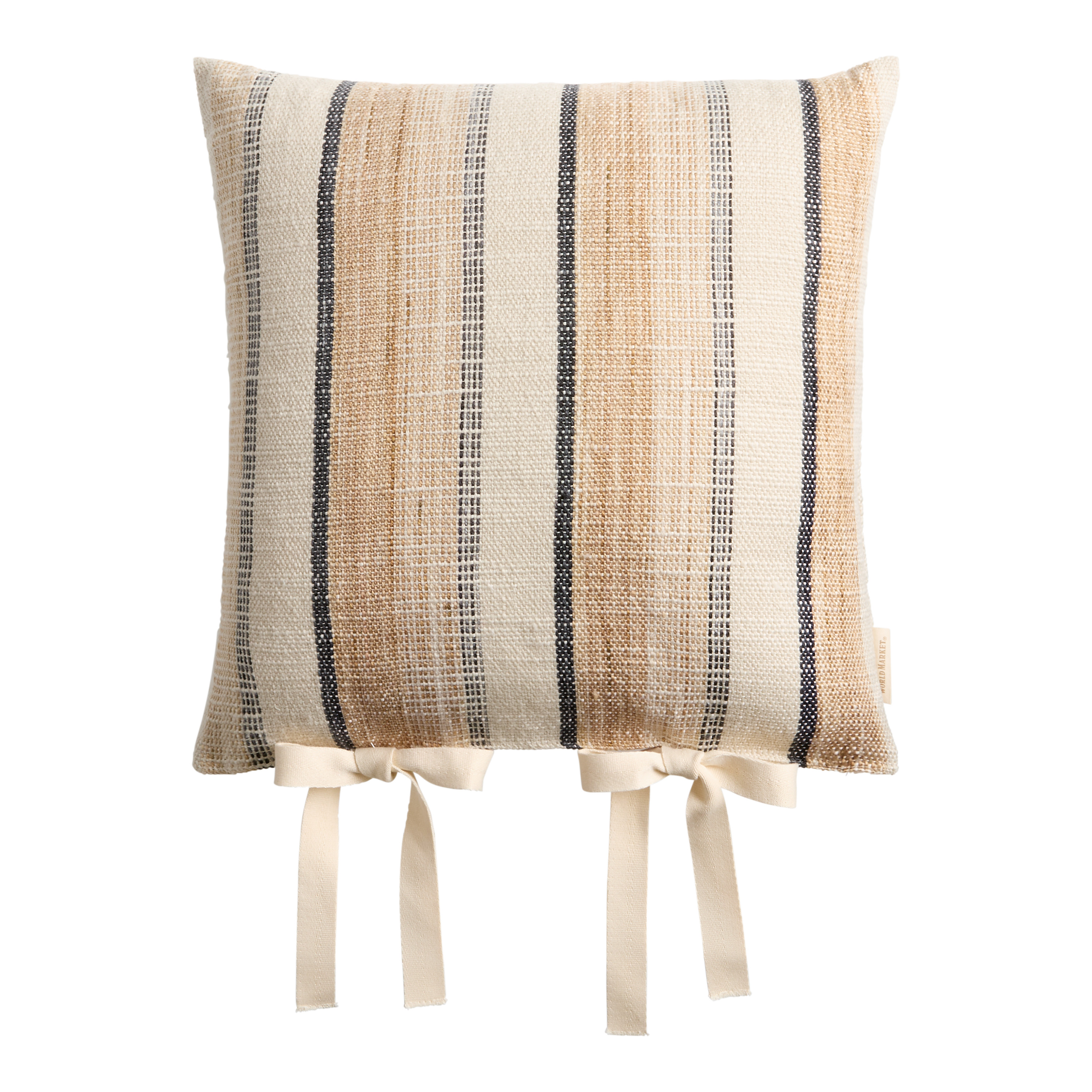 Woven Stripe Tie Side Indoor Outdoor Throw Pillow | World Market