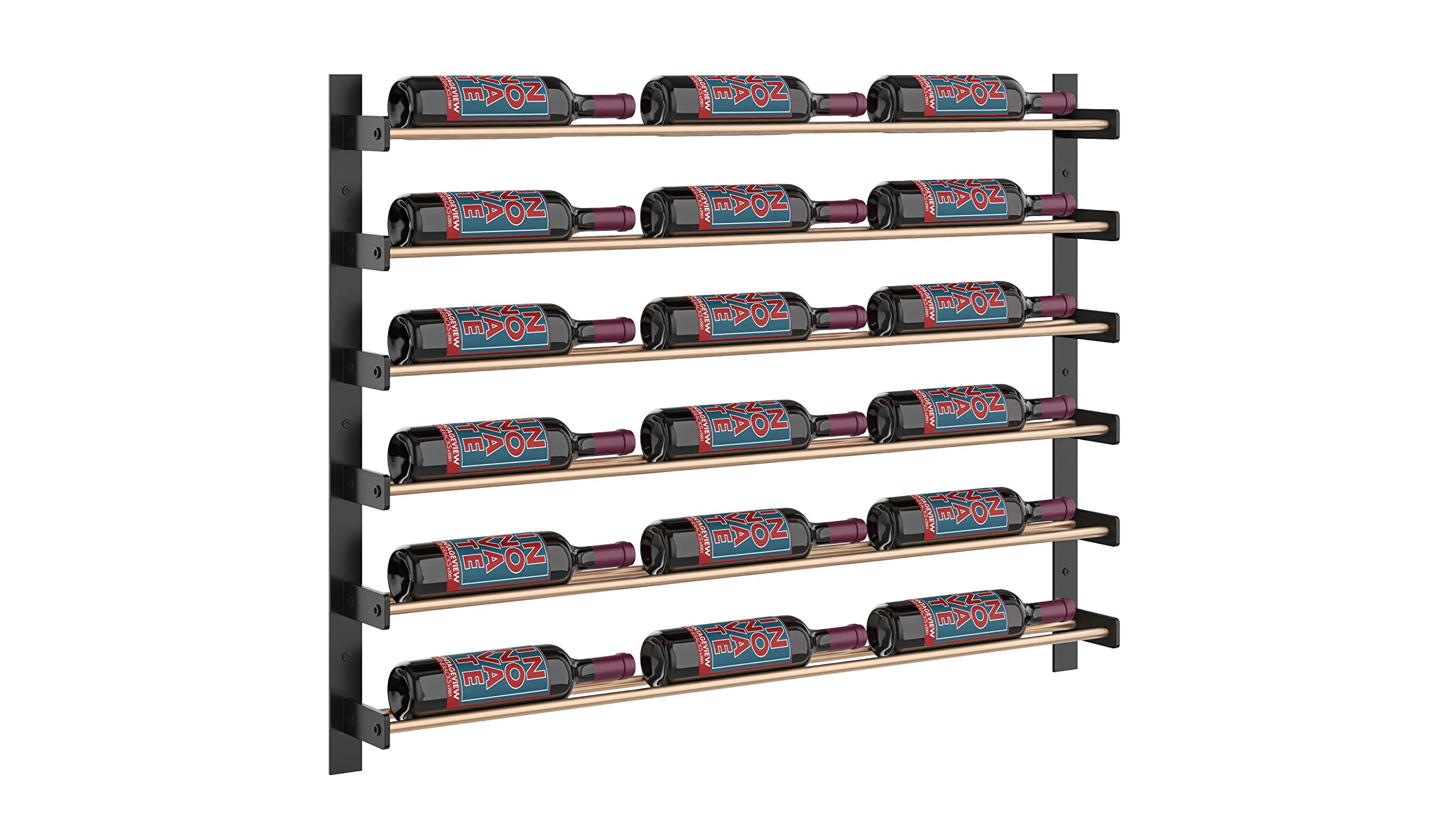 VintageView Evolution Wine Wall 30 3C Modern Label Forward Wine Rack (18 Bottles, Matte Black/Gol... | Amazon (US)