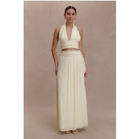 Amaris Gathered Plisse Maxi Skirt / Lemon | MESHKI | L | MESHKI US