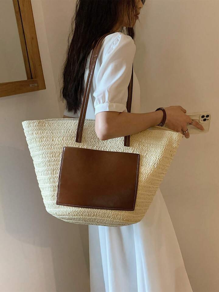 Two Tone Straw Bag Vacation | SHEIN