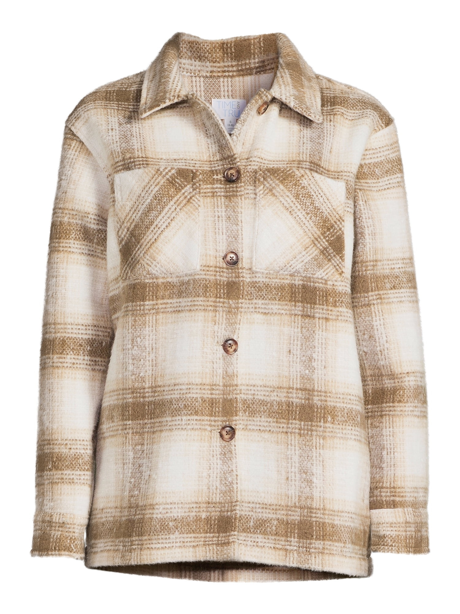 Time and Tru Women's Shacket - Walmart.com | Walmart (US)