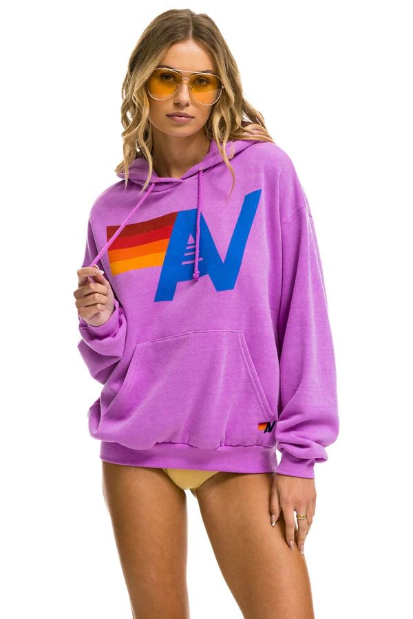 LOGO PULLOVER RELAXED HOODIE - NEON PURPLE | Aviator Nation