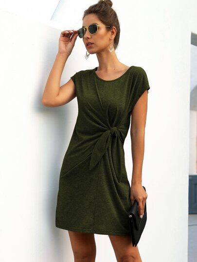 Self-Tie Knotted Mini Dress | SHEIN