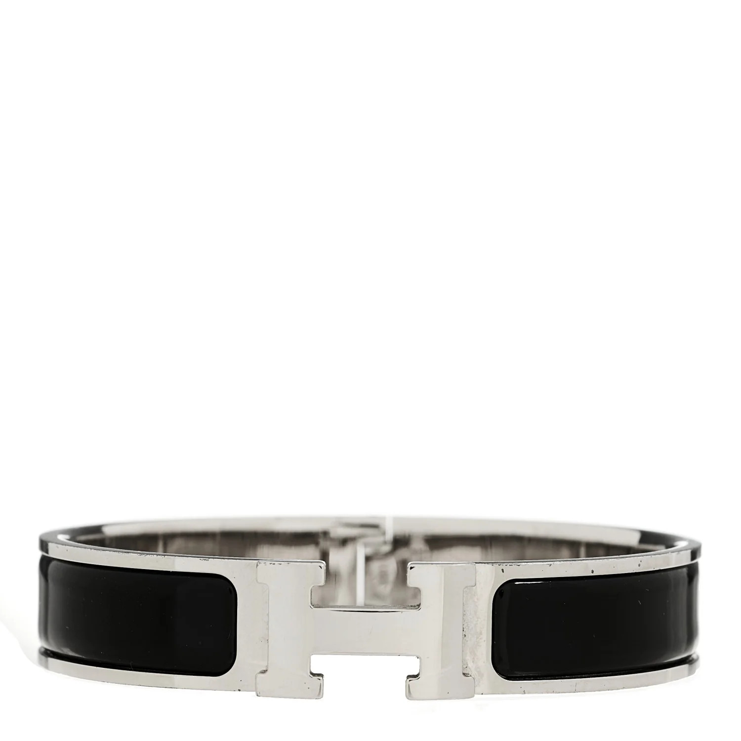 Enamel Narrow Clic Clac H Bracelet PM Black | FASHIONPHILE (US)