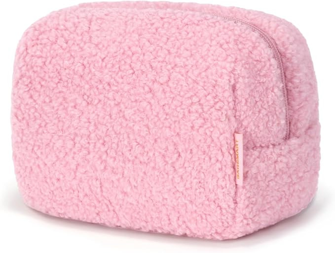 BAGSMART Makeup Bag for Women, Elegant Compact Travel Bag, Cute Portable Sherpa Make Up Bag Lipst... | Amazon (US)