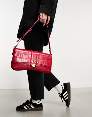 Mango lock detail shoulder bag in red | ASOS (Global)