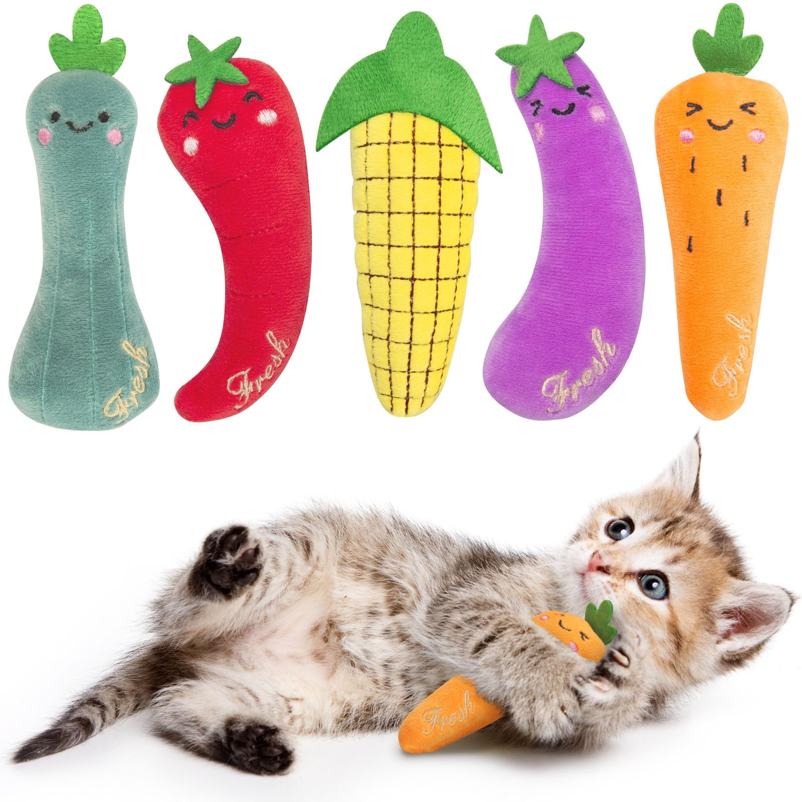 Catnip Cat Toys, Safe Teeth Cleaning Cat Nip Toys for Indoor Kitten Kitty,Interactive Plush Cat C... | Amazon (US)