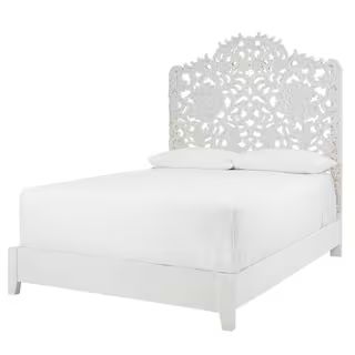 Home Decorators Collection Nadia Carved Whitewash Queen Bed with Arch CAC-20-0037 - The Home Depo... | The Home Depot