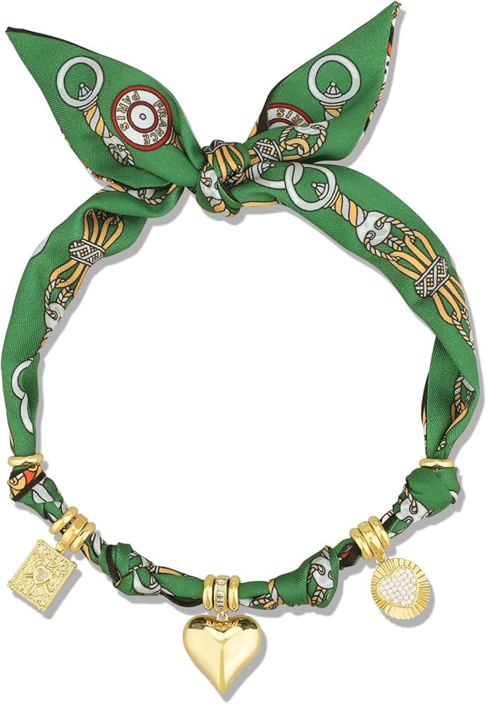 Scarf Necklace with Charm-NE-D | Amazon (US)