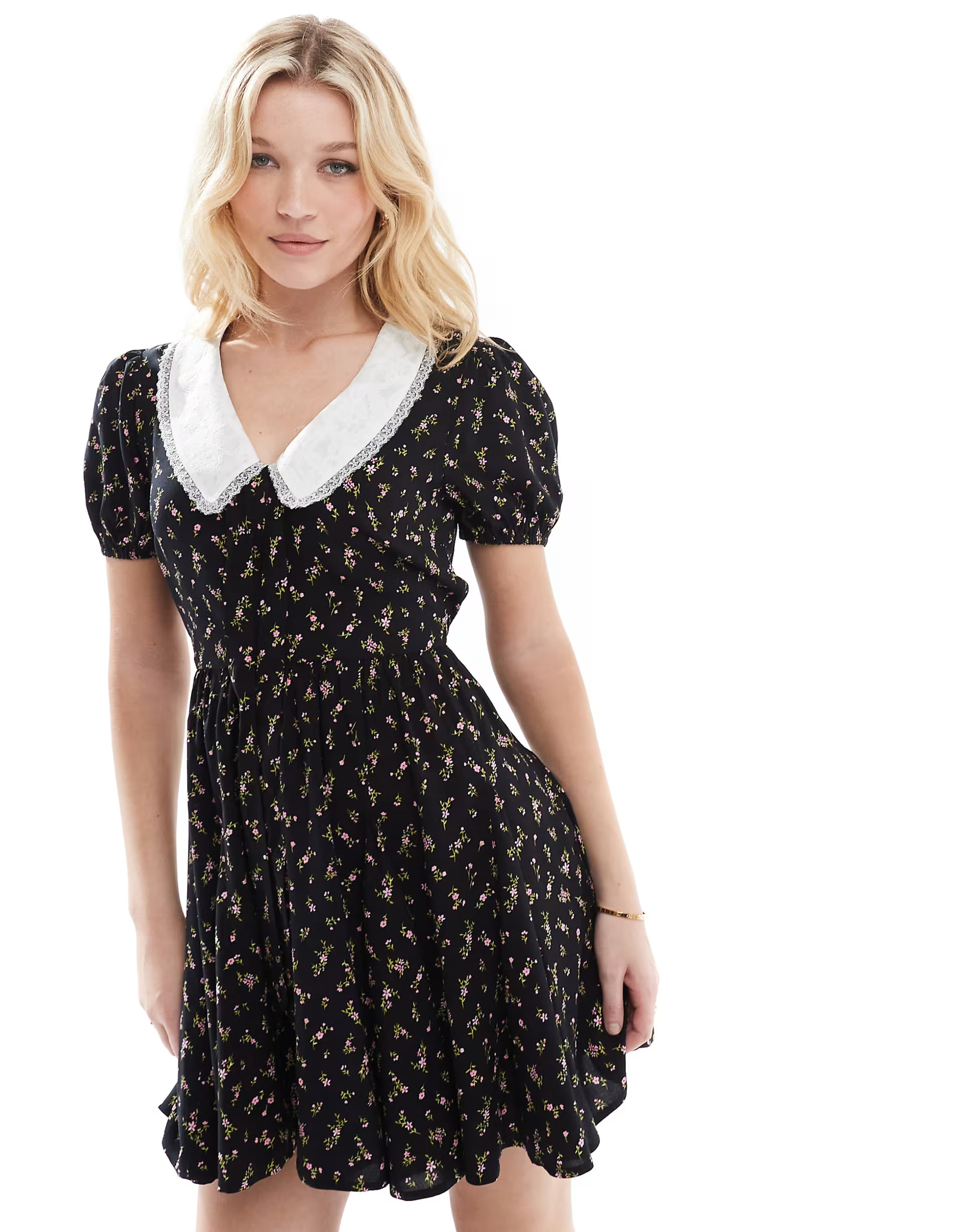 Miss Selfridge tea dress with collar in floral print | ASOS | ASOS (Global)