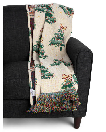 Printed Jacquard Christmas Tree Throw | TJ Maxx